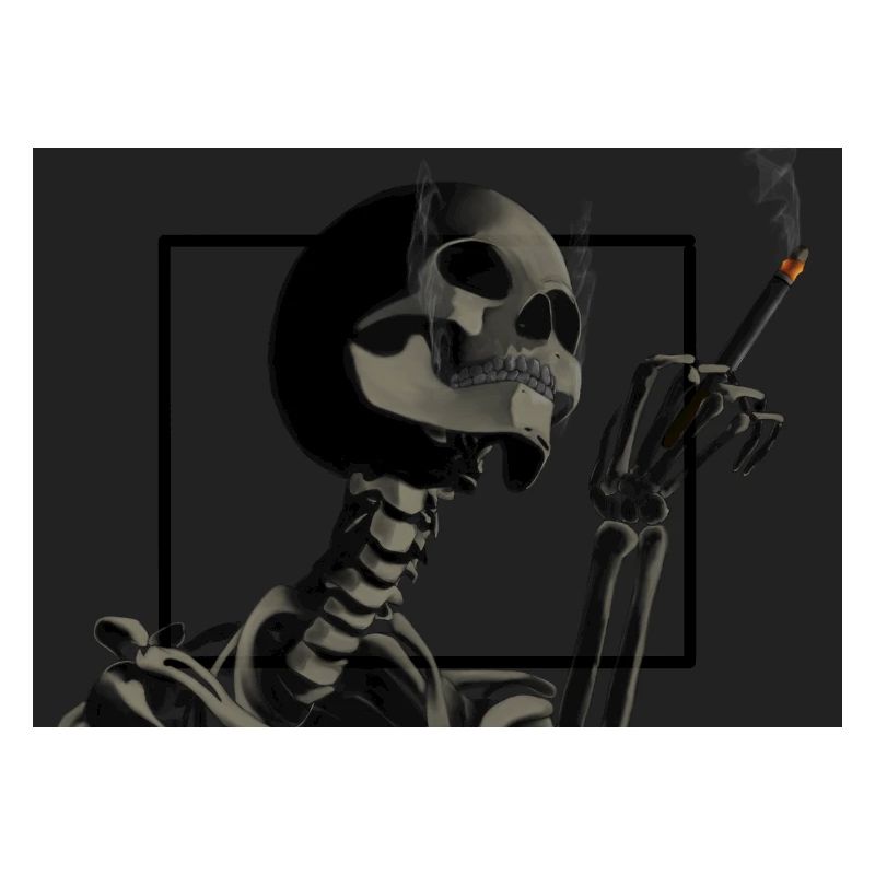 Skeleton fume des cigarettes