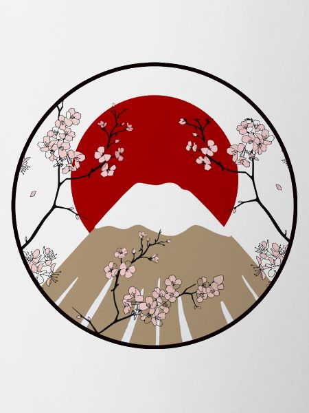 Mount Fuji mit Kirschblütenzweigen