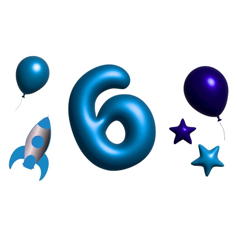 6 Years,Balloon,Rocket,3D, 3D Font