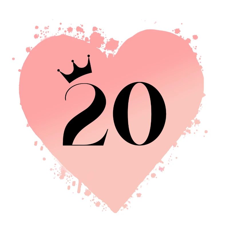 Number 20, Heart, Customizable