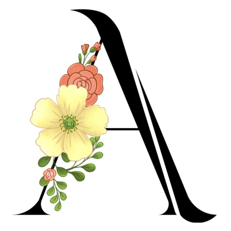 Eleganter Buchstabe 'A' mit Blumen