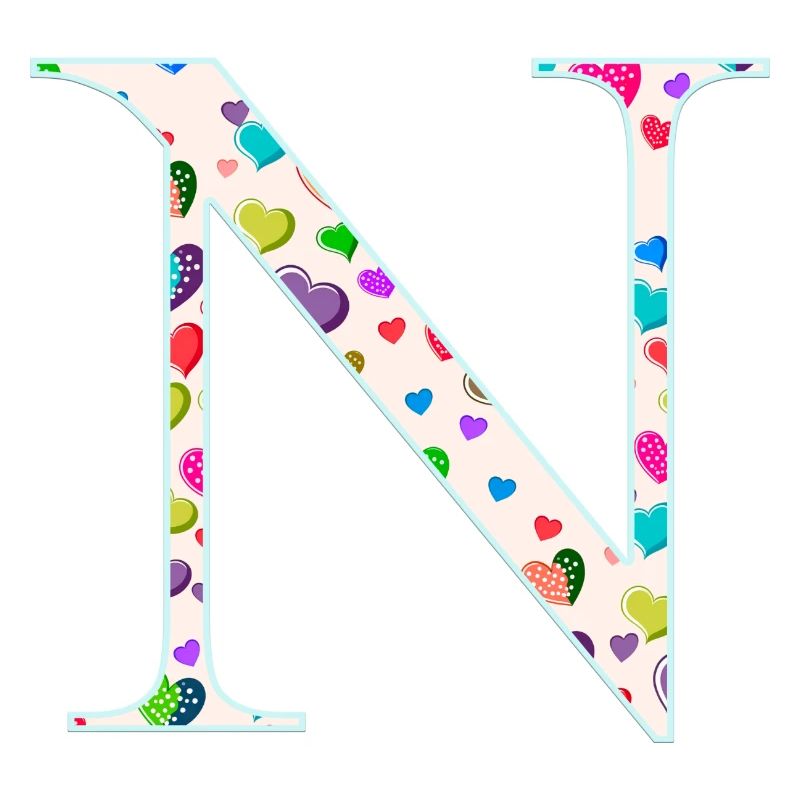 Customizable Monogram N Heart Pattern