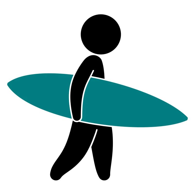 Un surfeur avec sa planche de surf