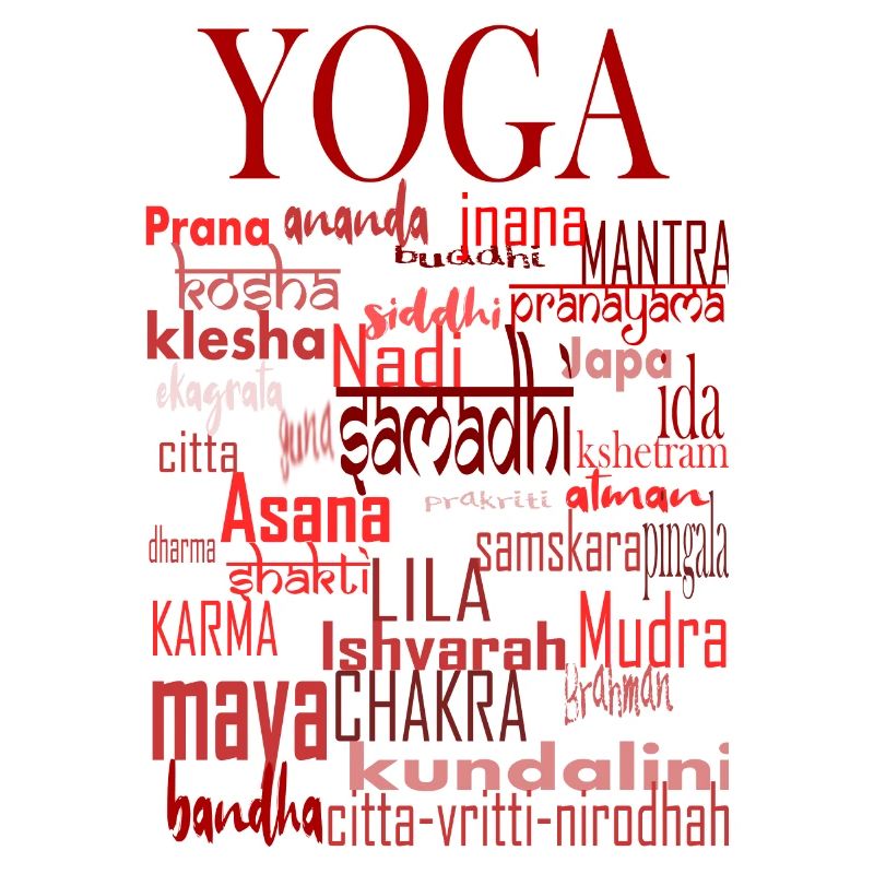 Yoga words red