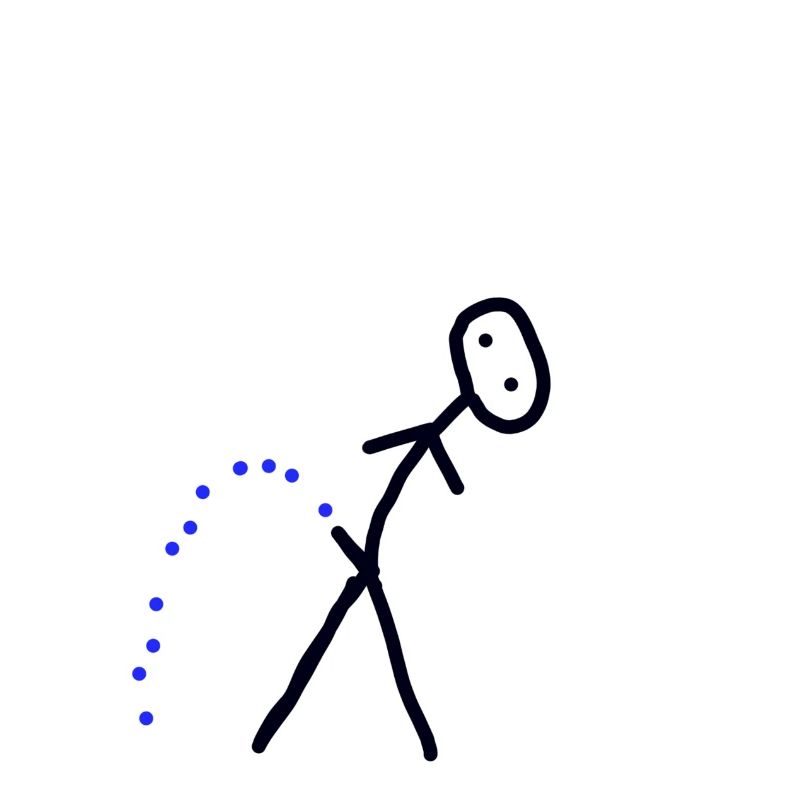 Stick man peeing