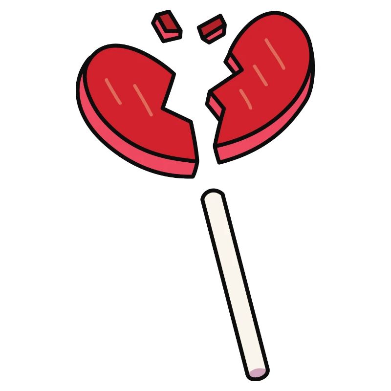 Broken Heart Candy Lollipop Red