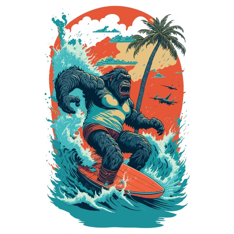 Surf Gorilla: The Retro Wave Illustration