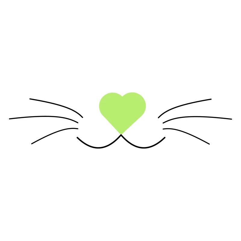 Moustaches du chat, vert et noir, avec coeur