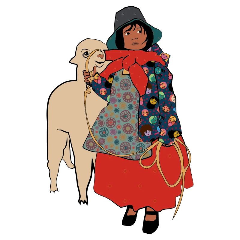 Mädchen mit Lama