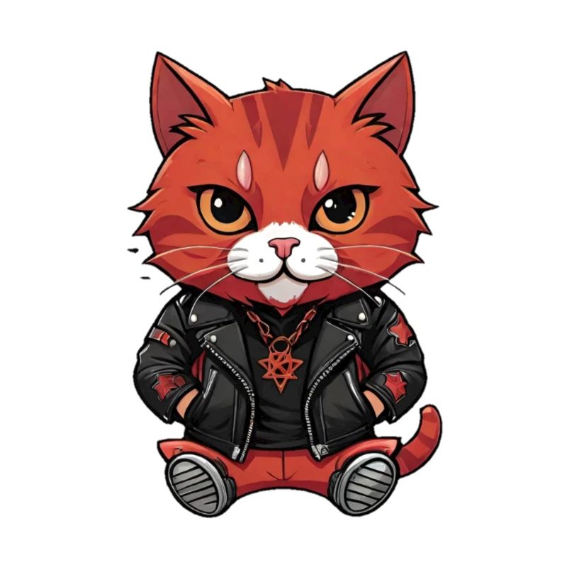 Biker Metal Cat red