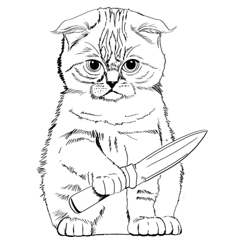 Halloween Tshirt Gruselige Katze mit Messer