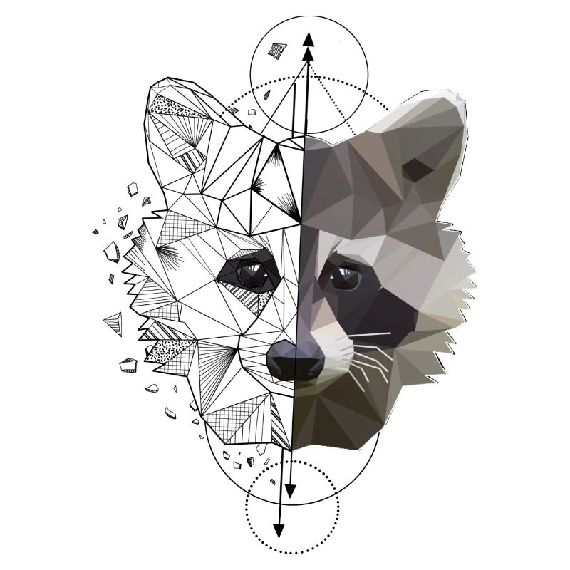 Low Poly Art Raton laveur Raton laveur Cool Polygon Tatouage
