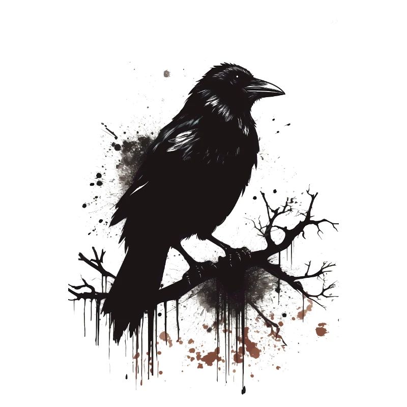 Black Raven, Crow as Ink Sketch