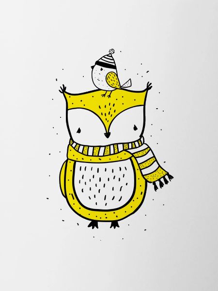 Eule und Vogel