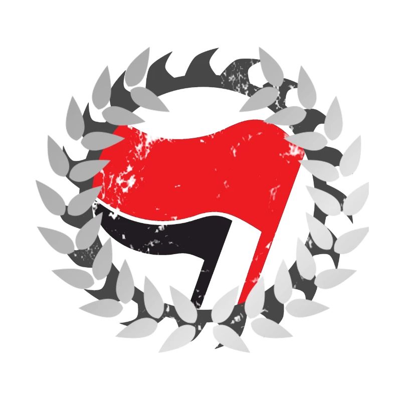 ANTIFA DRAPEAU COURONNE CADRE CADRE LAME DE SCIE DRAPEAU
