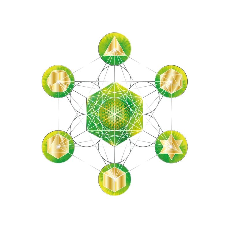 Cube métatronique vert et jaune
