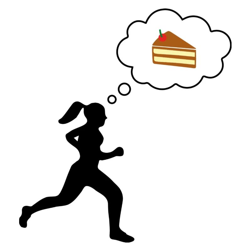 Läuferin denkt an Kuchen