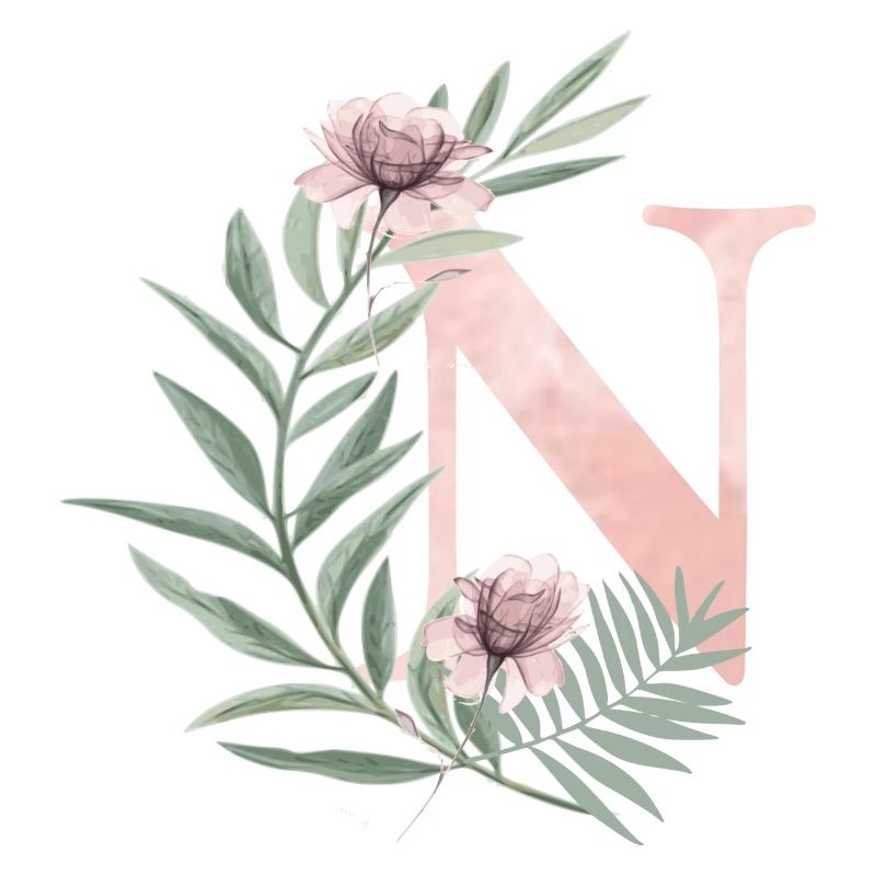 Buchstabe N mit Blumen