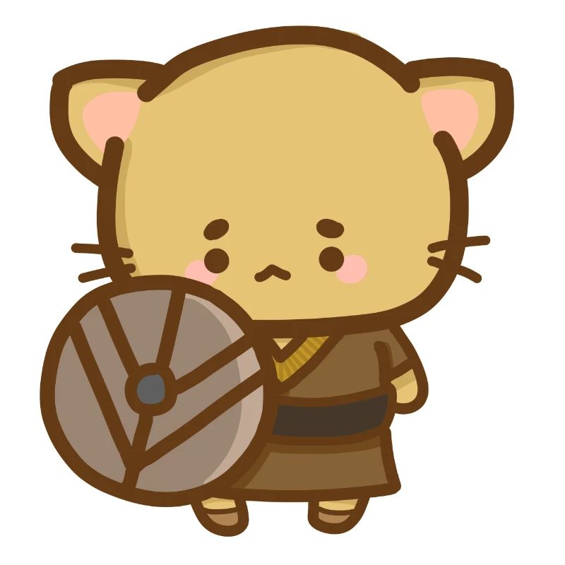 Chat Viking avec un bouclier
