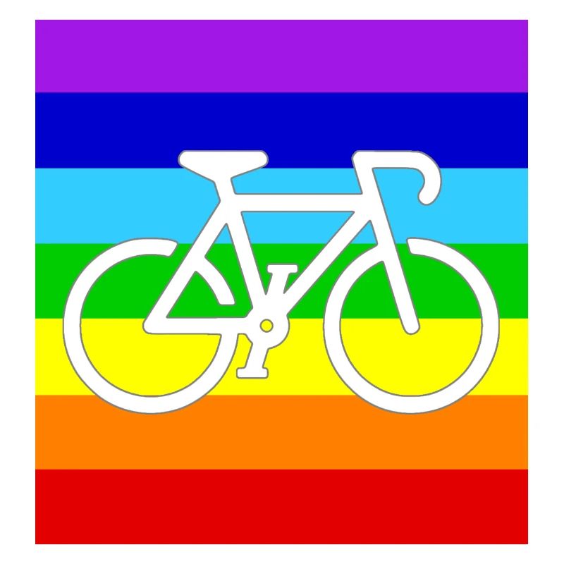 WHITE BICYCLE on a PEACE RAINBOW FLAG