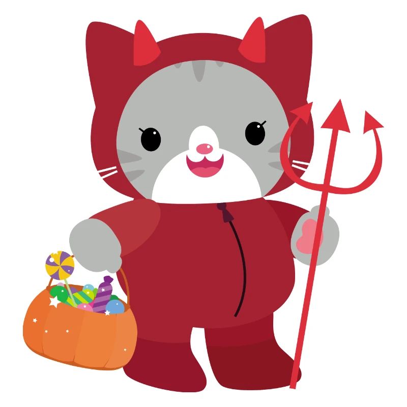 Halloween cat Red Devil. kawai
