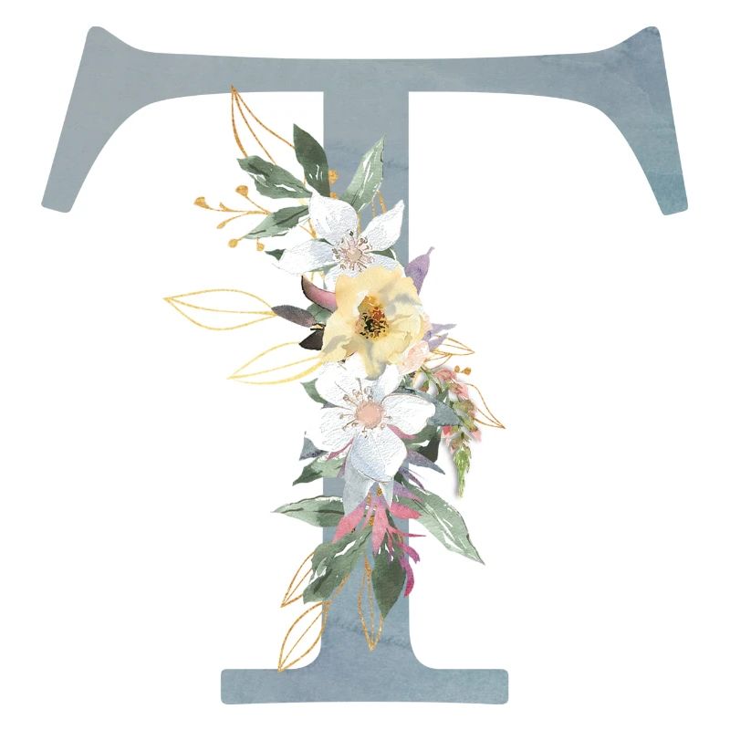 Spring Flowers Monogram T