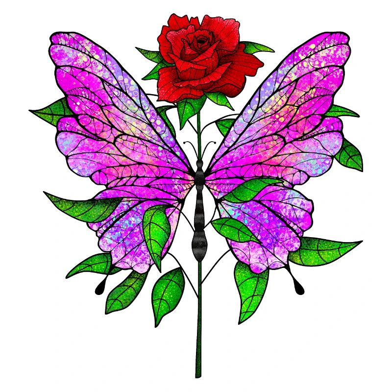 Papillon et rose