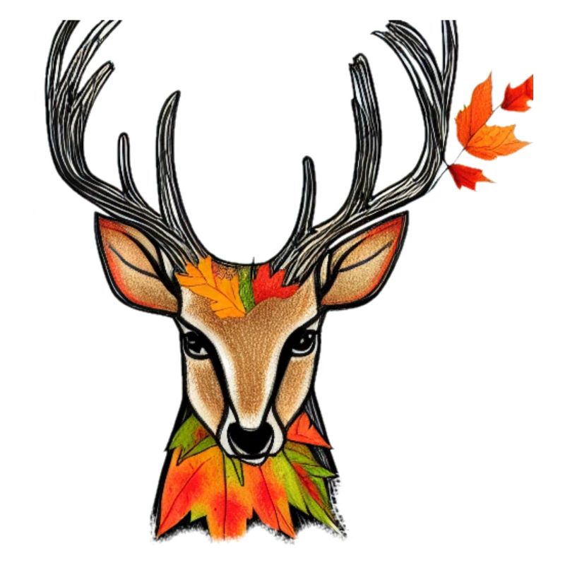 Hirschkopf im Herbst Hirsch Geweih Bock Reh Kitz 2