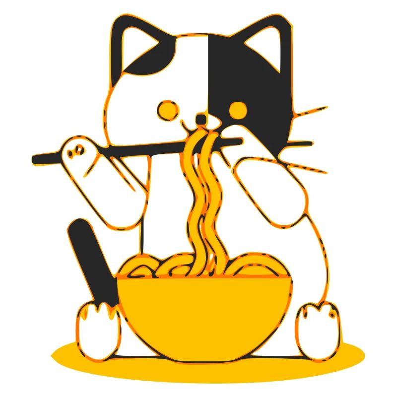 Dozy the cat that eats noodles