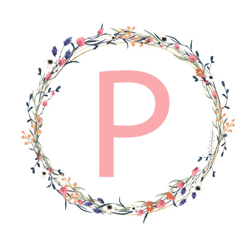 Customizable Monogram flower wreath P