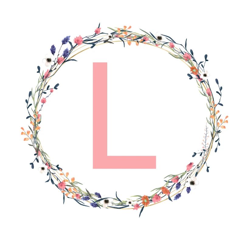 Customizable Monogram flower wreath L
