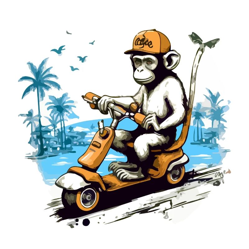 Zeze the monkey on the scooter