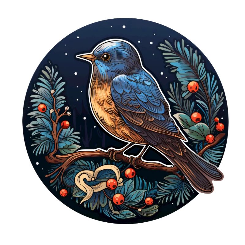 Winter night with bird