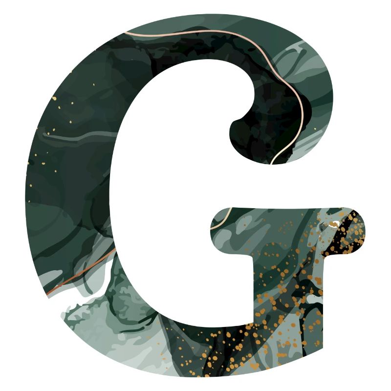Letter g marbled green