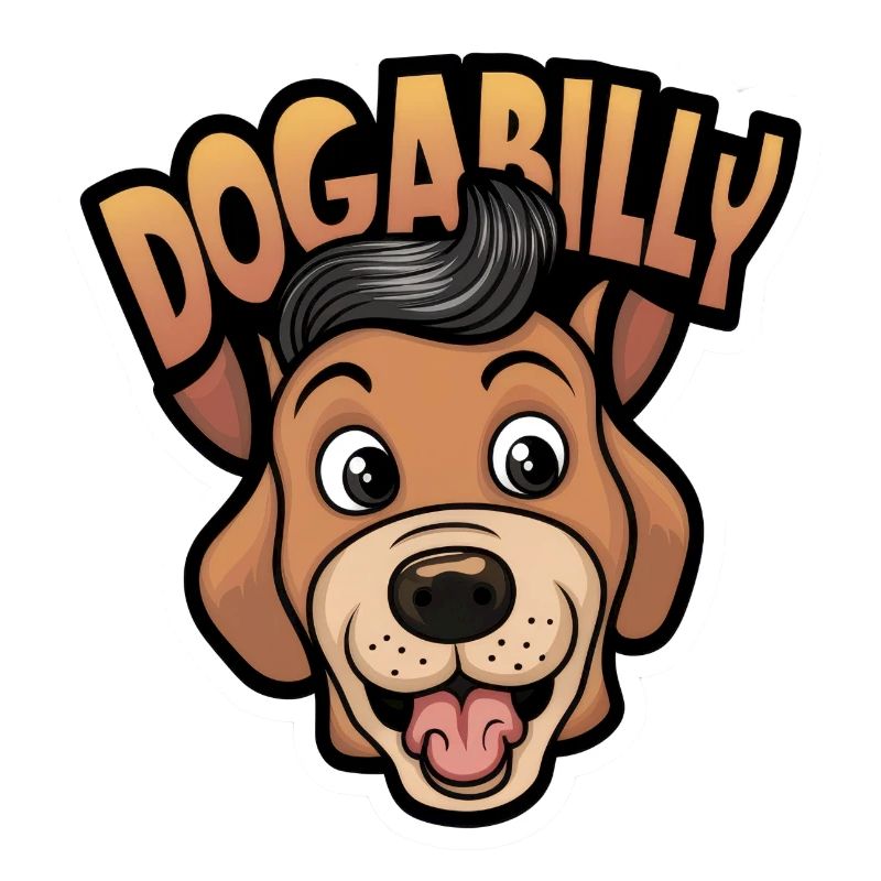 Chien de dessin animé avec une coupe de cheveux dogabilly