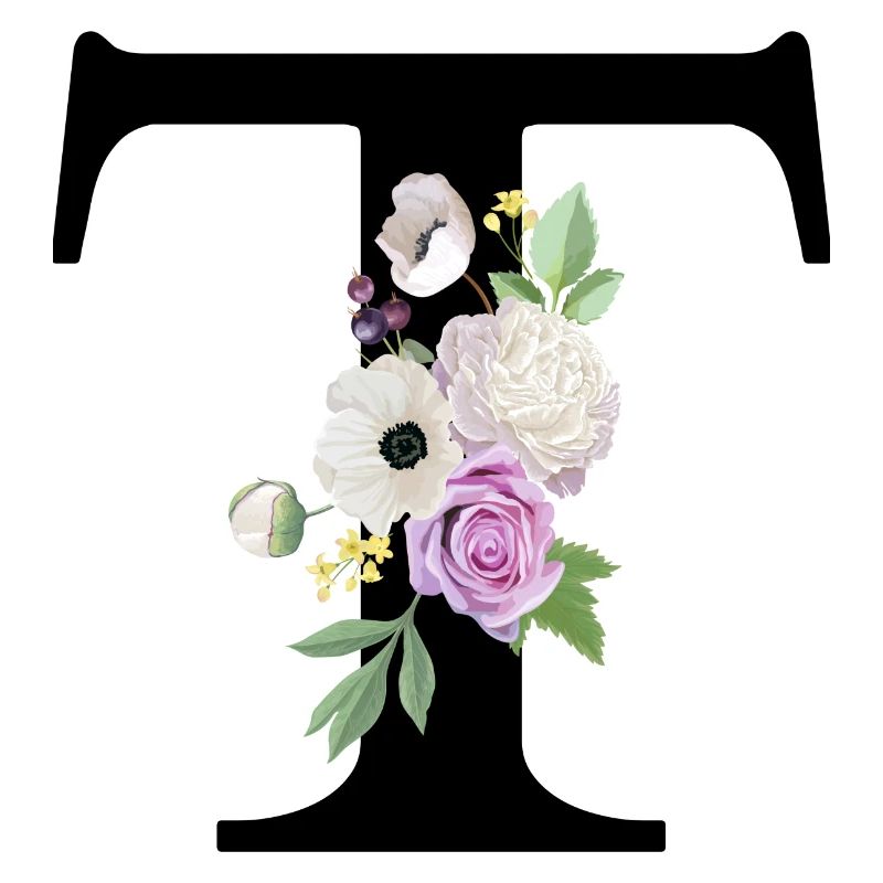 Lila Blumenbuchstabe T