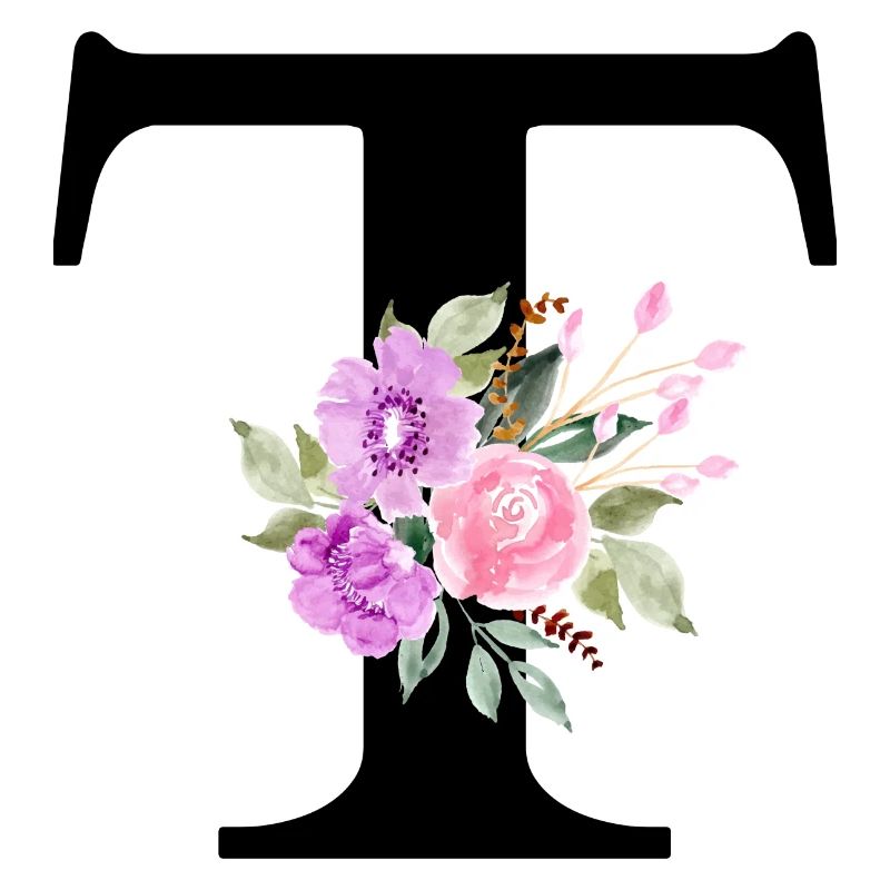 Lila Blumenbuchstabe T
