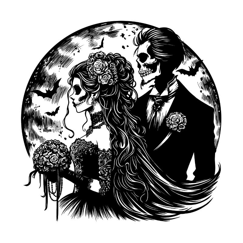 Gothic Brautpaar Design mit Mond