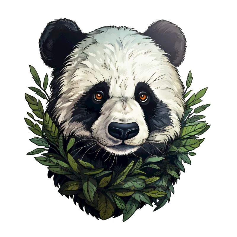 Panda jetant un coup d’œil hors des feuilles