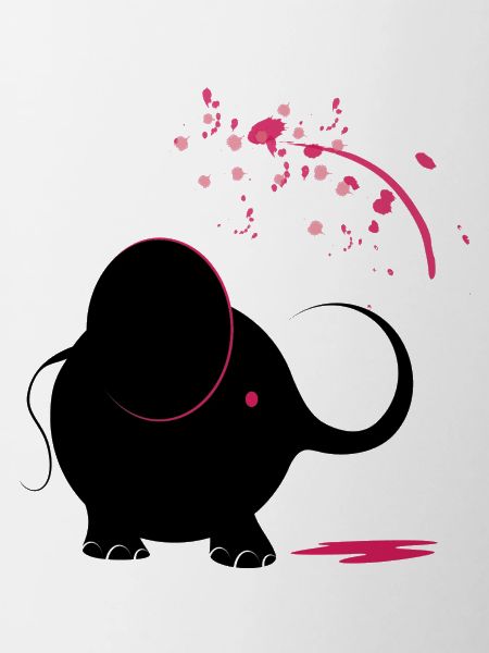 Black elephant with pink paint