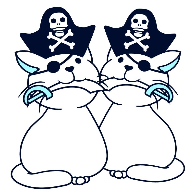 2 Pirate Cats Sabre Buccaneer Eye Patch Team