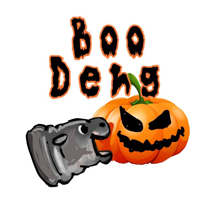Boo deng,moo deng,nilpferd, halloween,illustration