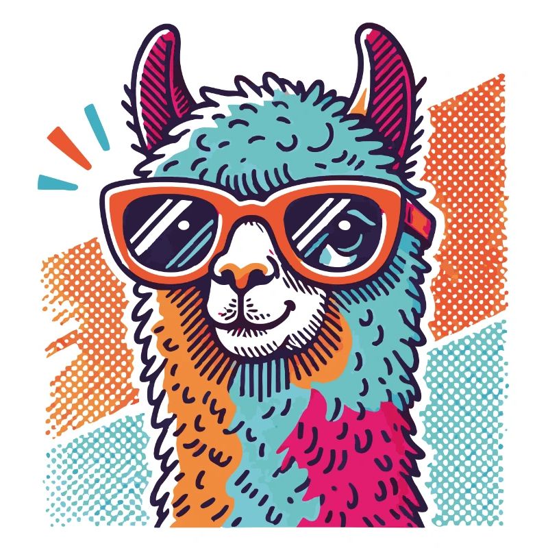 Pop-Art Lama mit Sonnenbrille