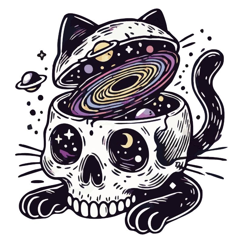 Crâne de chat avec univers