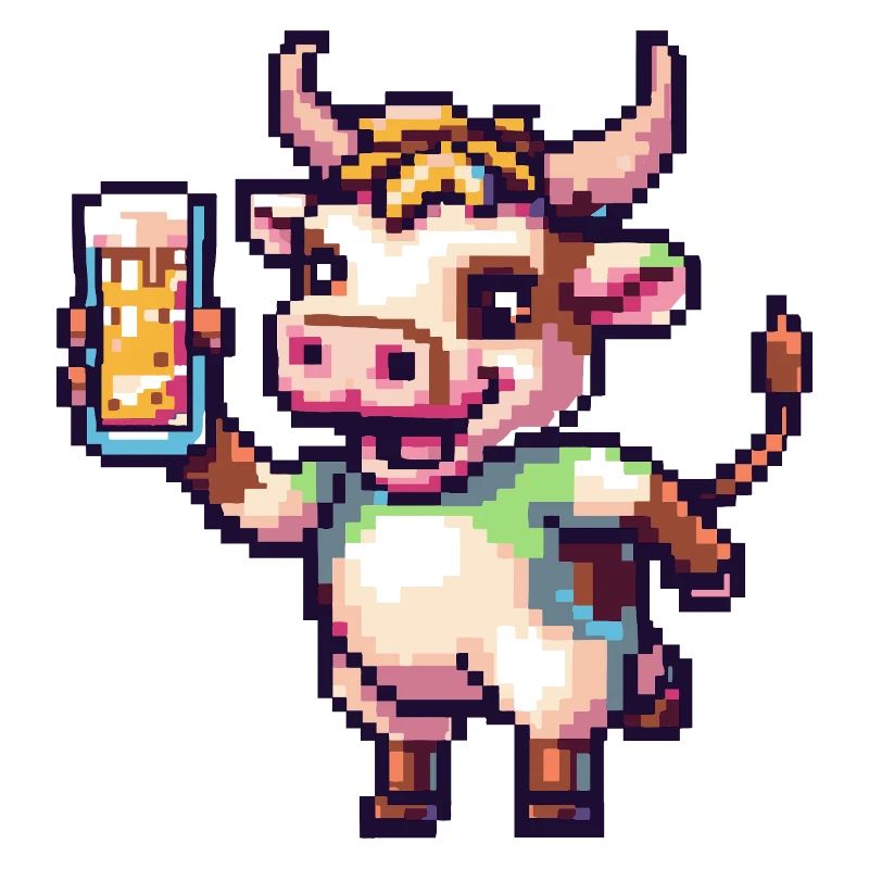 Vache Pixel Bière