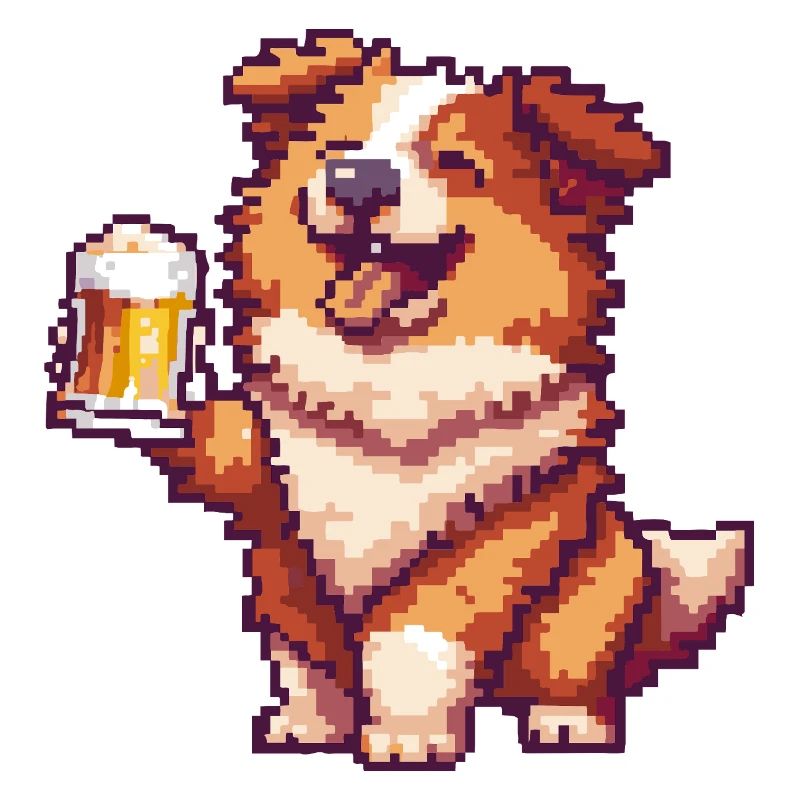 Border Collie Chien Pixel Bière