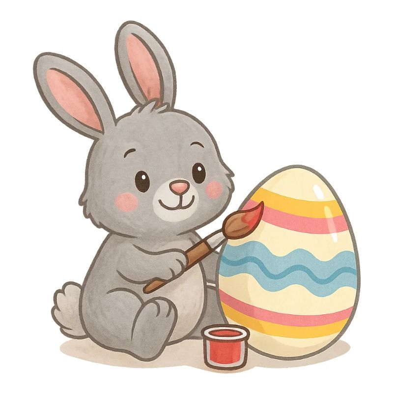Oeuf peint lapin de Pâques - Design de Pâques mignon