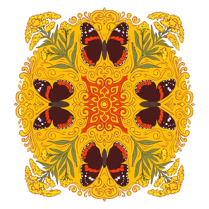Mandala Papillon Amiral Rouge