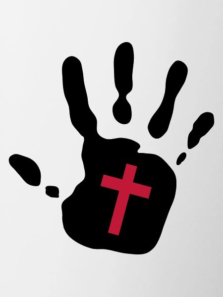 Handprint Christian Cross Cutout 2c