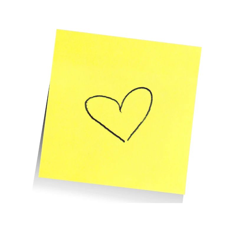 gelber Notizzettel , Klebezettel , Herz , Liebe